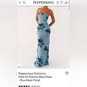 Peppermayo Blue Floral Strapless Maxi Dress